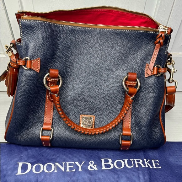 Dooney & Bourke Handbags - DOONEY & BOURKE Pebble Leather Large Satchel in Blue